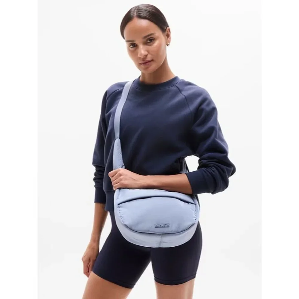 Athleta All About Sheen Small Crossbody Hobo Bag Blue Star